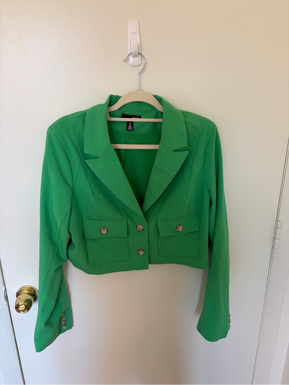 Aqua Cropped Blazer - Green